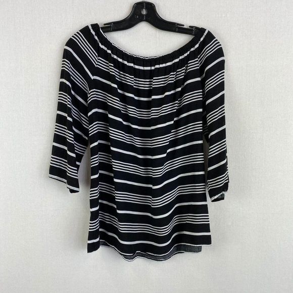 Cynthia Rowley Stripe Off Shoulder Blouse - Picture 4 of 6